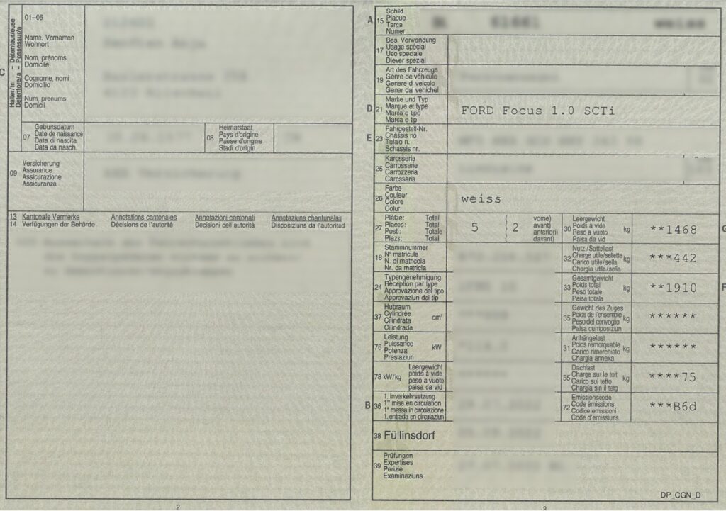 fahrzeugausweis verdeckt
